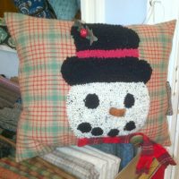 Mr. Snowflake Punch Pillow, 13" x 13", pattern by P is for Primitive