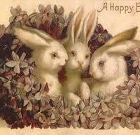 Bunny Trio, 22 x 32, Vintage Postcard Pattern From Joan Moshimer's Studio