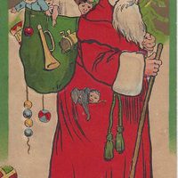 Vintage Merry Santa, 22 x 36, Vintage Postcard Pattern From Joan Moshimer's Studio