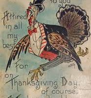 Dressed for Thanksgiving, 24 x 36, Vintage Postcard Pattern From Joan Moshimer's Studio