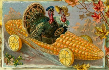 Corn Cob Car, 24 x 36, Vintage Postcard Pattern From Joan Moshimer's Studio