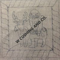 Santa's Pal, 17 x 17 tile, From Joan Moshimer's Studio, Rug Hooking Pattern Only on Linen