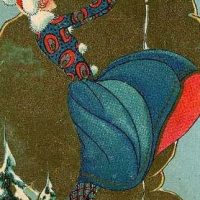 Sharing, Great Pattern 24 x 49, Vintage Postcard Pattern From Joan Moshimer's Studio