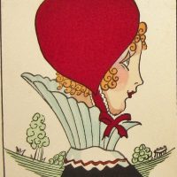 Miss Heart 18 x 24, Art Deco Vintage Postcard Pattern From Joan Moshimer's Studio