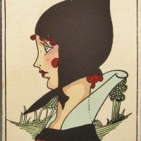 Miss Spade 18 x 24, Art Deco Vintage Postcard Pattern From Joan Moshimer's Studio