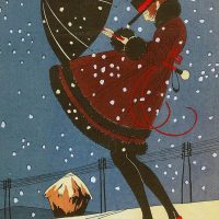 Windy, Great Pattern 24 x 24, Vintage Postcard Pattern From Joan Moshimer's Studio