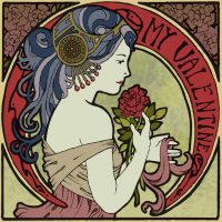 My Valentine, 32 x 32, Vintage Postcard Pattern From Joan Moshimer's Studio