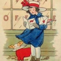 Post Office Valentine, 24 x 32, Vintage Postcard Pattern From Joan Moshimer's Studio