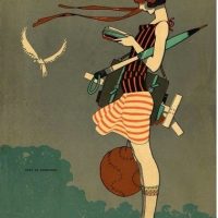 Seaside Bound, 32 x 24, Vintage Postcard Pattern From Joan Moshimer's Studio