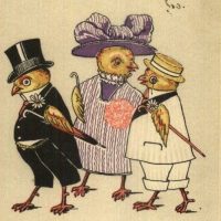 Fancy Folks Wonderful Pattern 22 x 24, Vintage Postcard Pattern From Joan Moshimer's Studio