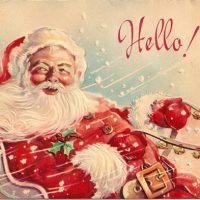 Hello Santa! 24 x 36, Vintage Postcard Pattern From Joan Moshimer's Studio