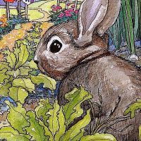 Always Plan for Company Bunny, Storybook Cottage Series, based on the artwork of Alida Akers, 18 x 24