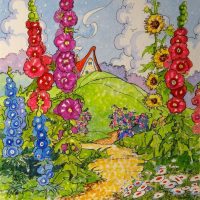 Summer Spires Storybook Cottage Series, based on the artwork of Alida Akers, 24 x 24