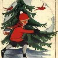 Skating Home, 26 x 20, Vintage Postcard Pattern From Joan Moshimer's Studio