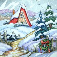 Winter Haven Storybook Cottage Series, based on the artwork of Alida Akers, 28 x 28 (Small)