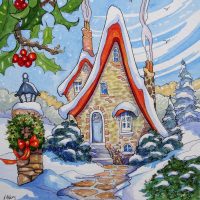 Baby Its Warm Inside Storybook Cottage Series, based on the artwork of Alida Akers, 28 x 28 (Small)