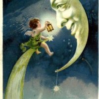 Happy New Year, 36 x 22, Vintage Postcard Pattern From Joan Moshimer's Studio