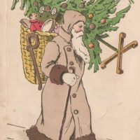 Vintage Father Christmas, 22 x 28, Vintage Postcard Pattern From Joan Moshimer's Studio