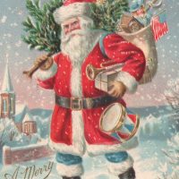 Patriotic Santa, 22 x 36, Vintage Postcard Pattern