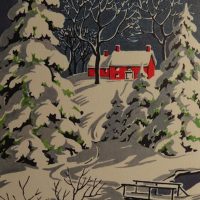 January, 28 x 21, Vintage Postcard Pattern From Joan Moshimer's Studio