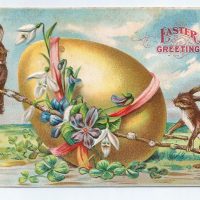 Easter Greeting  22 x 34, Vintage Postcard Pattern From Joan Moshimer's Studio
