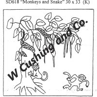 Monkeys and Snake Pattern by Salma Dhanji   SD618        30 x 33 inches
