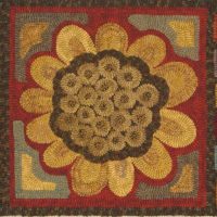 Penny Rug Sunflower Large, pattern by Primitive Grace, 22 1/2" x 42"