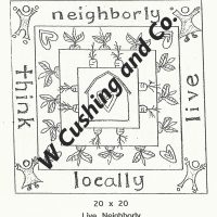 Live Neighborly, pattern by Primitive Grace, 20" x 20"