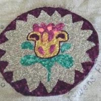 Gwen's Flower Large, pattern by Primitive Grace, 37 1/2" diameter