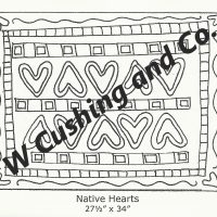 Native Hearts, pattern by Primitive Grace, 27 1/2" x 34"