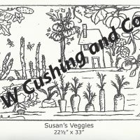 Susan's Veggies, pattern by Primitive Grace, 22 1/2" x 33"