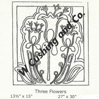 Three Flowers Large, pattern by Primitive Grace, 27" x 30"