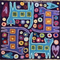 Hearty Cats Large, pattern by Primitive Grace, 32" x 48"