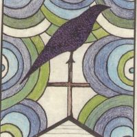 Holy Crow Large, rug hooking pattern by Primitive Grace, 24" x 32"