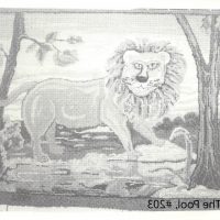 Lion At The Pool #203,  Jeanne Fallier 33 x 21