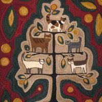 Cat Tree Large, pattern by Primitive Grace, 45" x 51 3/4"