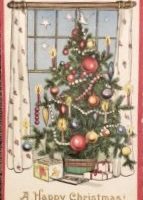 A Happy Christmas, 28 x 19, Vintage Postcard Pattern From Joan Moshimer's Studio