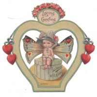 Loving Greeting, 24 x 24, Vintage Postcard Pattern From Joan Moshimer's Studio