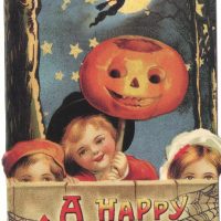 A Happy Halloween, 16 x 24, Vintage Postcard Pattern From Joan Moshimer's Studio