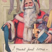 And The Stockings Were Filled, 26 x 17, Vintage Postcard Pattern From Joan Moshimer's Studio