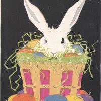 Deco Easter Bunny, Rug Hooking Pattern ONLY, 18 x 15, Vintage Postcard Pattern From Joan Moshimer's Studio