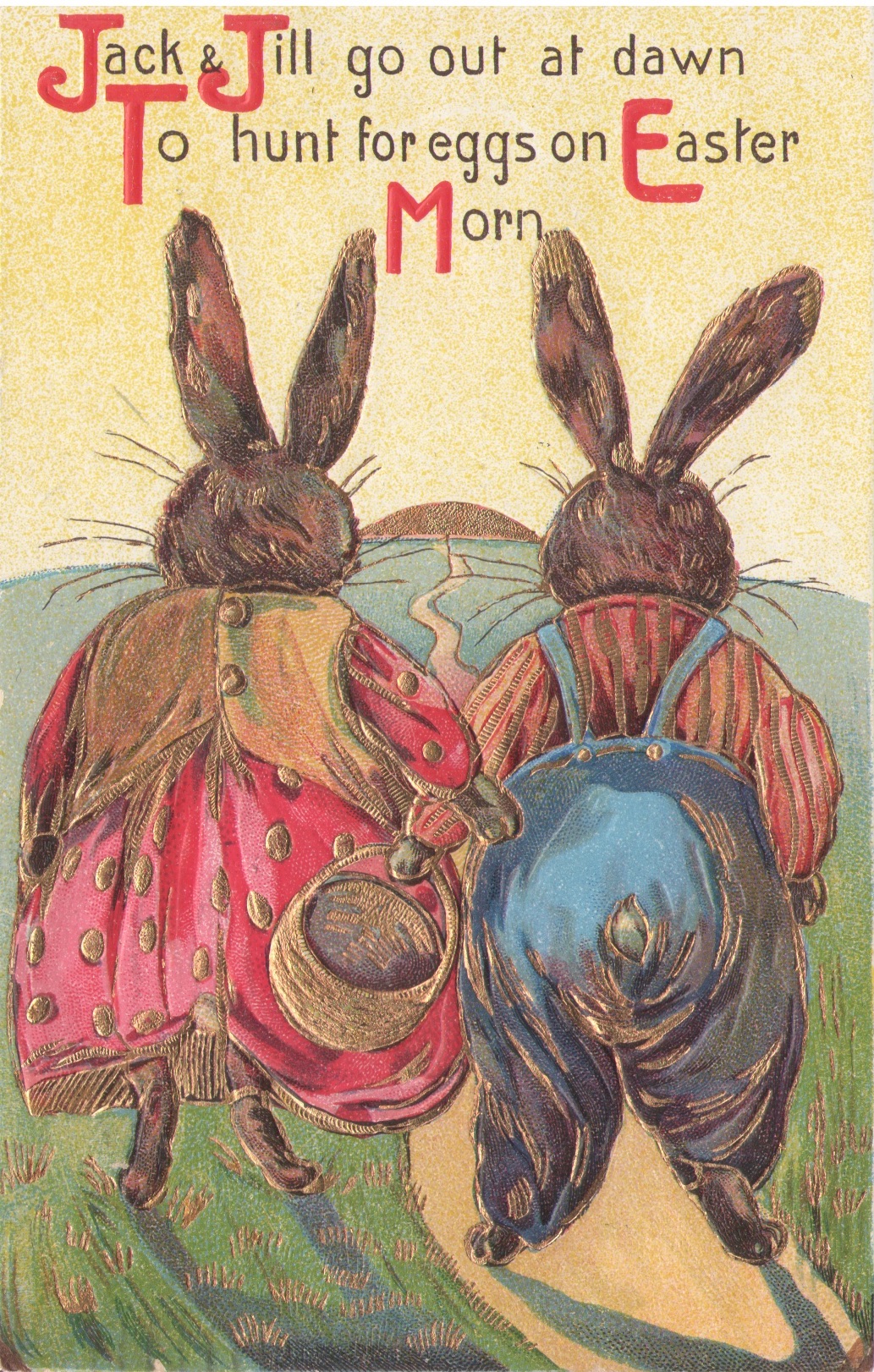 Jack and Jill Vintage Postcard Pattern WITH Words! 20 x 32