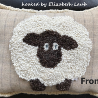 Primitive Sheep Pillow - Front and Back All in ONE Piece, by P is for Primitive, 18" x 18", Pattern Only