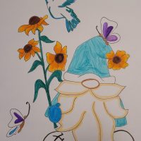 Hummin' Home Himself,  11 x 14, P is For Primitive