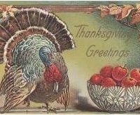 Gobble, Gobble! 24 x 36, Vintage Postcard Pattern From Joan Moshimer's Studio