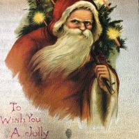 A Jolly Christmas, A NEW 26 x 16 1/2 Vintage Postcard Pattern