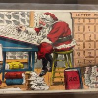 Santa's Busy Day, Vintage Postcard, 23 x 38, Vintage Postcard Pattern From Joan Moshimer's Studio