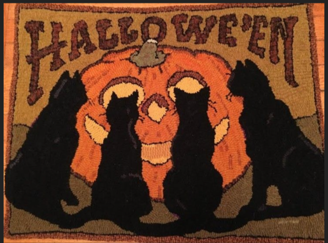 Four Tails of Halloween 24" x 36", Vintage Postcard Pattern From Joan Moshimer's Studio - Image 2