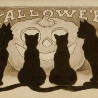Four Tails of Halloween 24" x 36", Vintage Postcard Pattern From Joan Moshimer's Studio