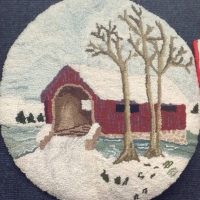 Covered Bridge Chair Seat, From Joan Moshimer's Studio, 15 " round, MCS 77